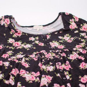 Floral Empire Top with Accent Buttons